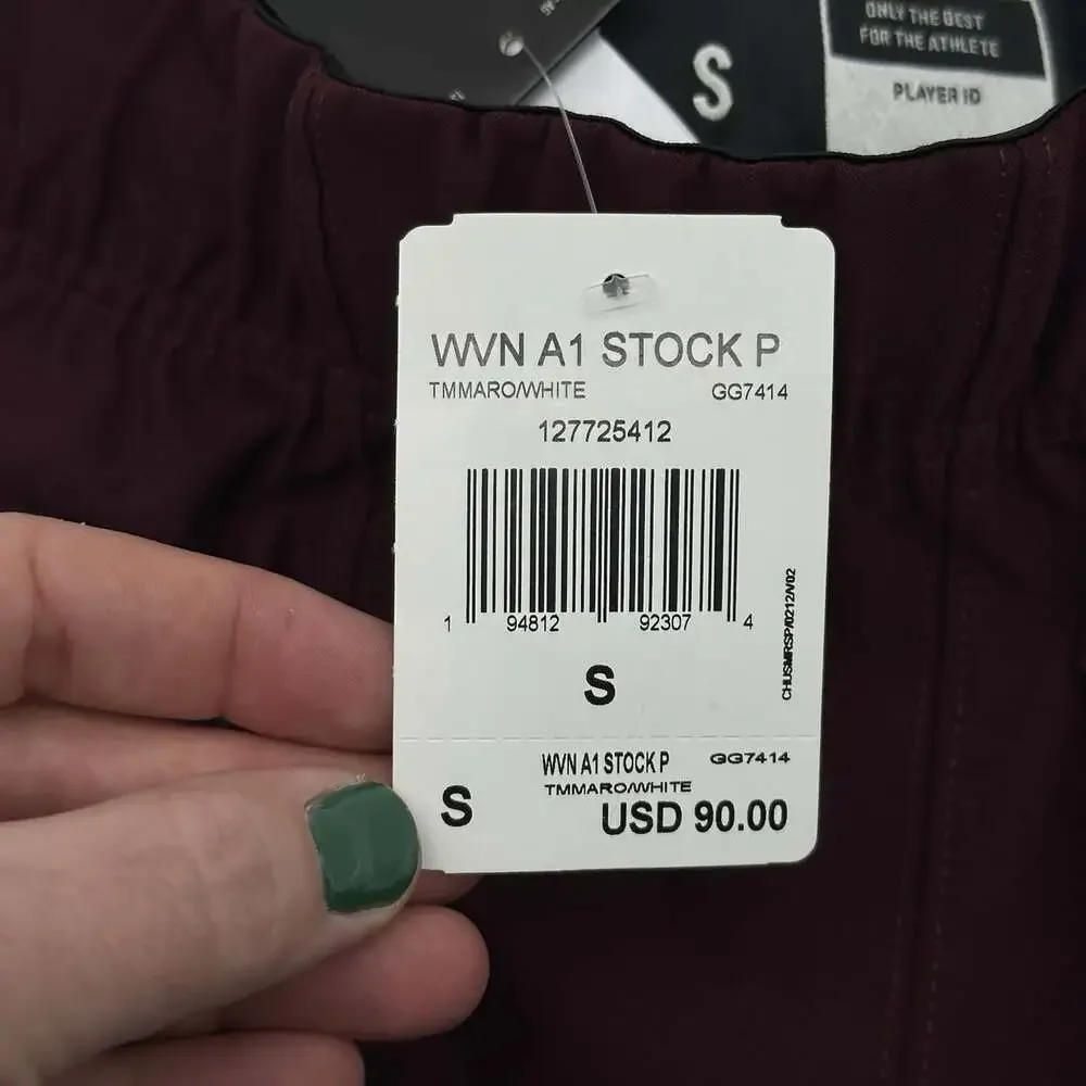 Adidas WVN A1 Stock P Size Small Burgundy White Woven Jersey Football Pants NWT